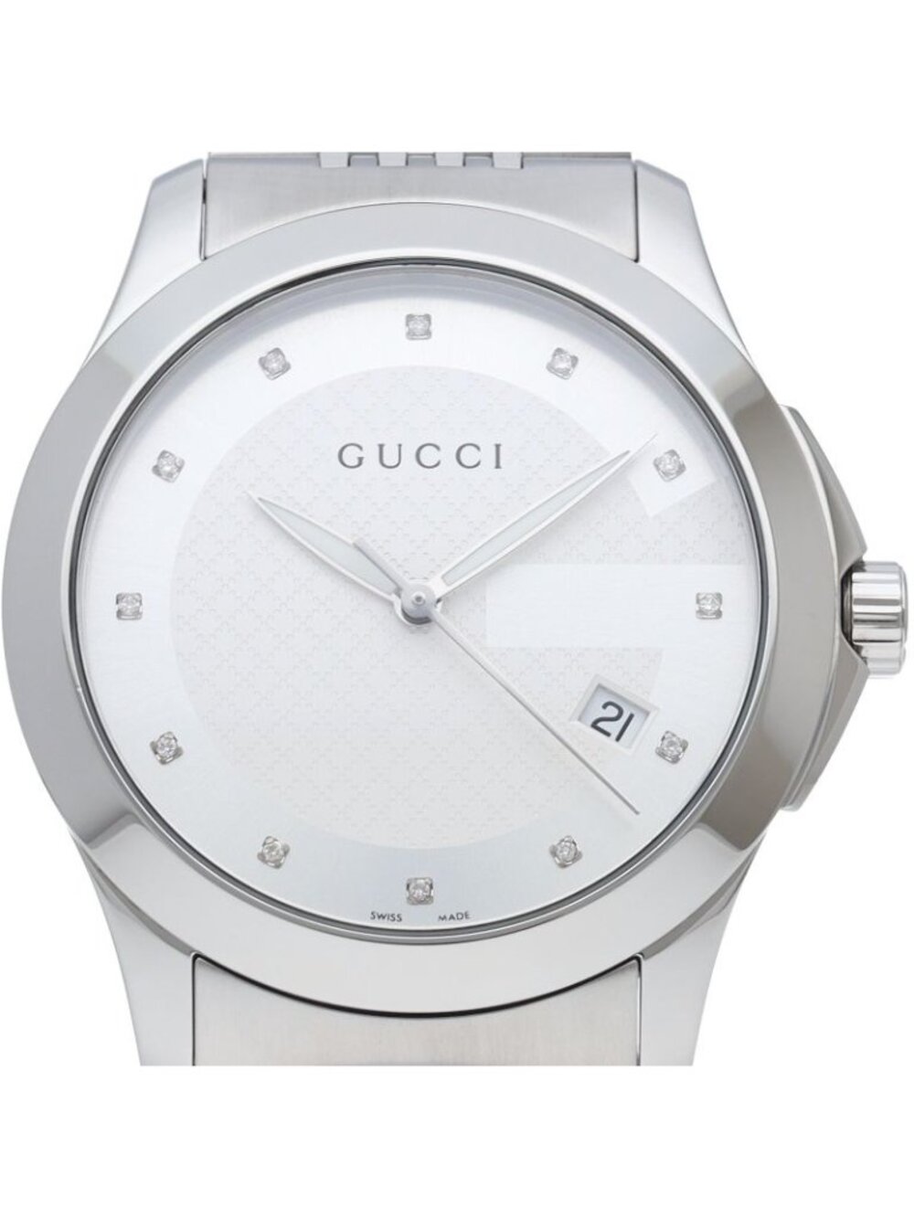 Gucci G-Timeless Mondo Watch Diamond 126.4 SS Silver